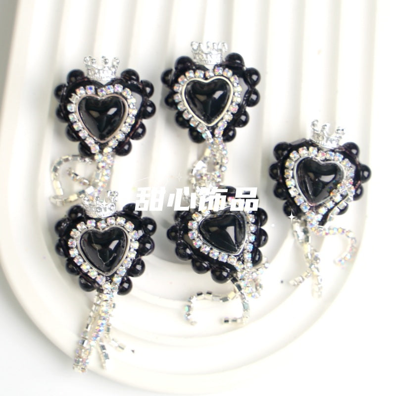 Wholesale Cat Eye Love Crown Beads Full of Diamond Tassel Acrylic Beads